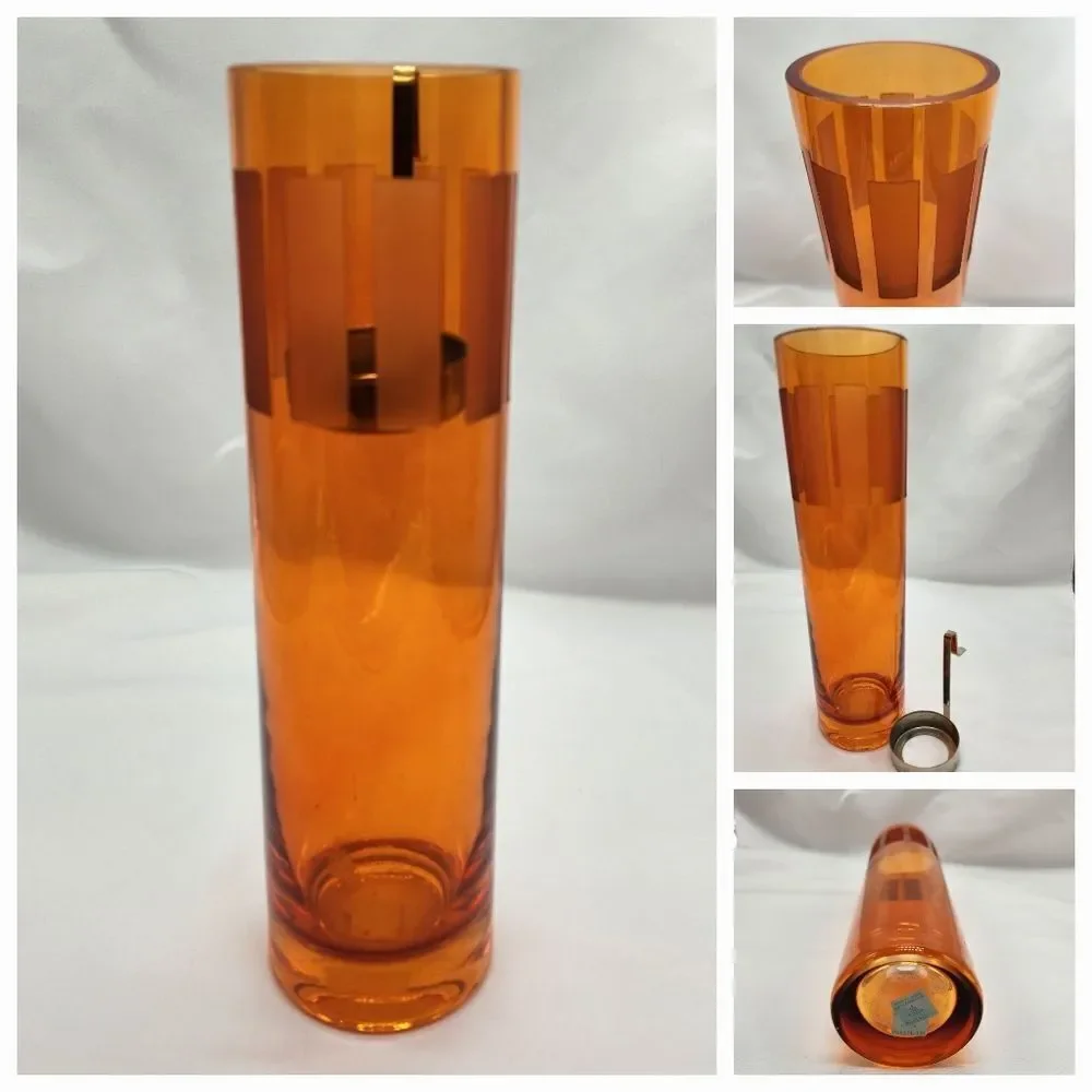 🩵PartyLite Vibrant Orange Candle Holder 3 Piece Set